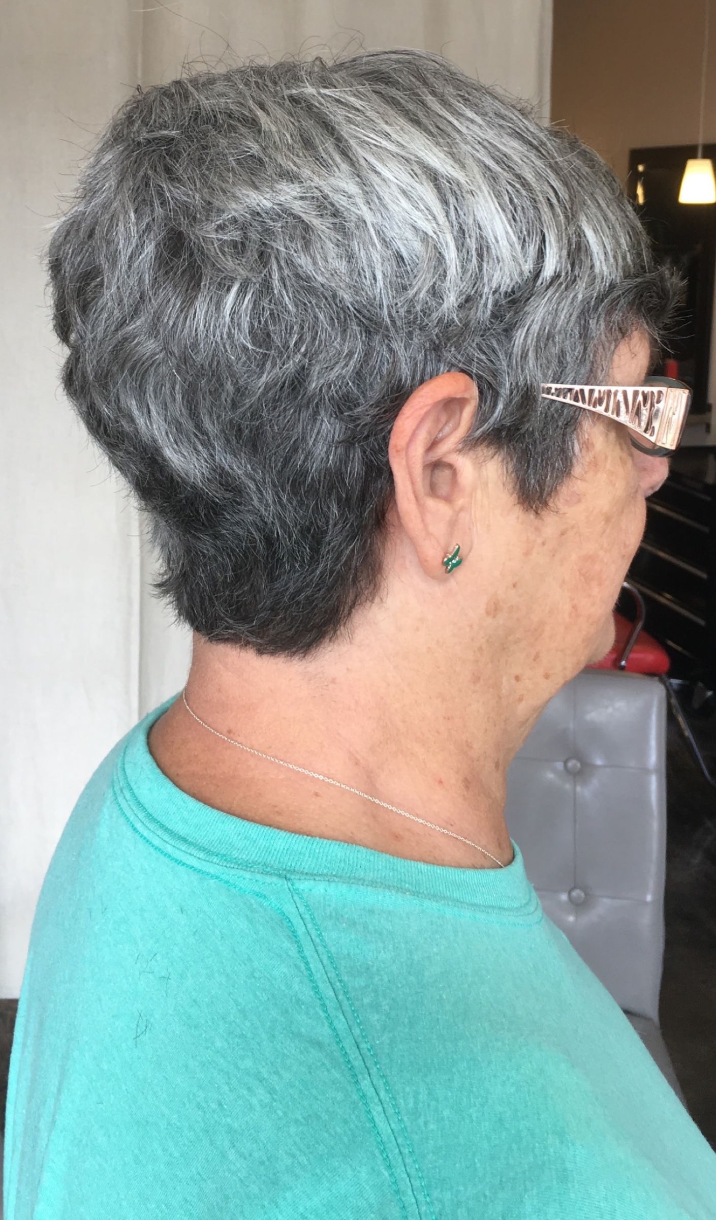 Textured silver pixie cut