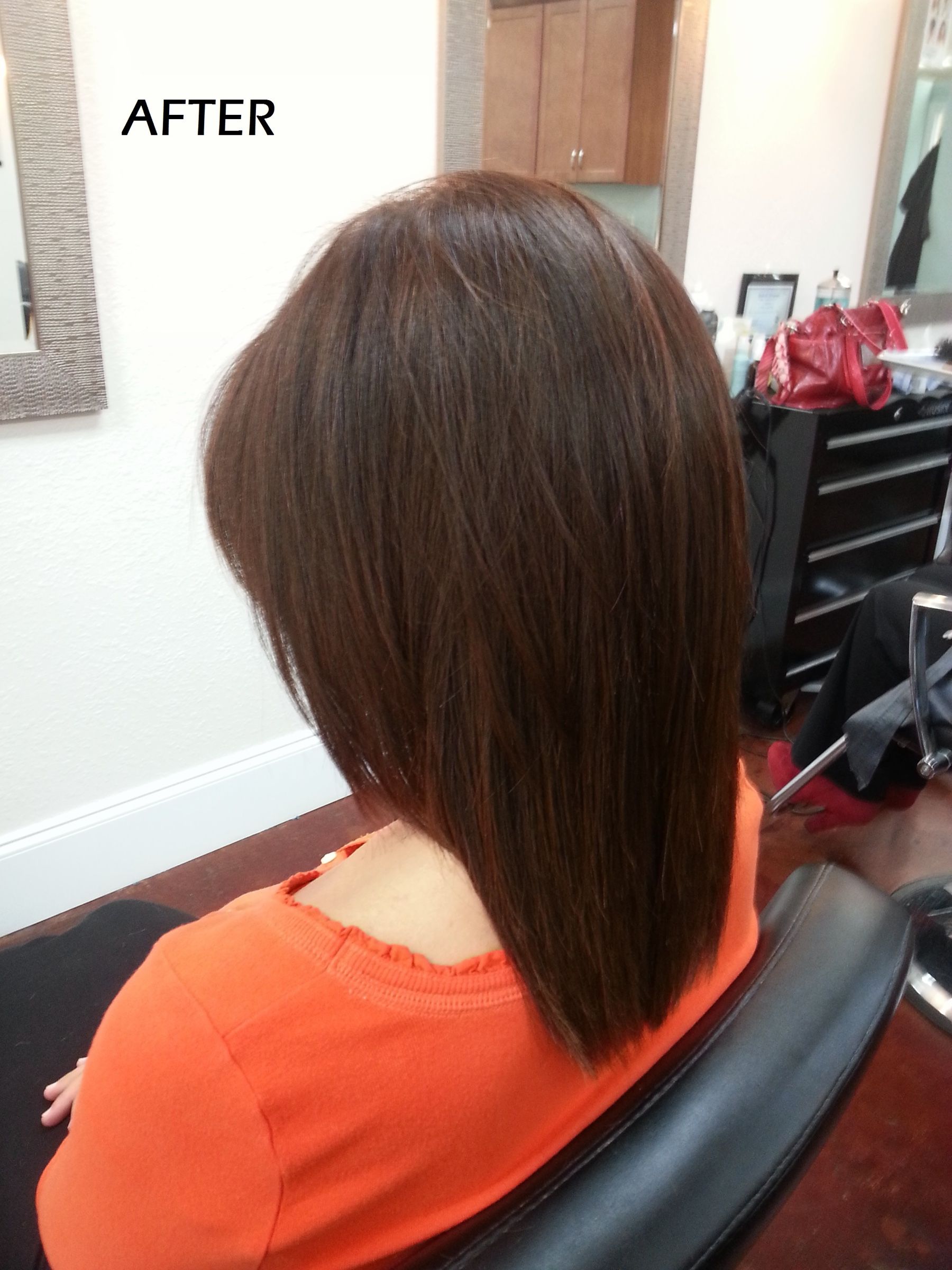 After: the same hair after: sleek, shiny, and shaped
